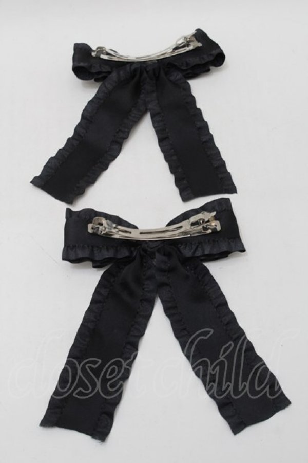 画像2: Ank Rouge / ふりふりリボンバレッタSET  黒 S-25-10-15-1035-CA-AC-HR-ZS (2)