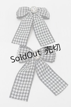 画像: Ank Rouge / 千鳥柄リボンバレッタ  黒ｘ白 S-25-10-15-1037-CA-AC-HR-ZS