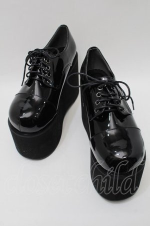 画像: DearMyLove / 11cm厚底レースアップおでこパンプス 25.5 黒 S-25-10-15-1038-EL-SH-HR-ZS