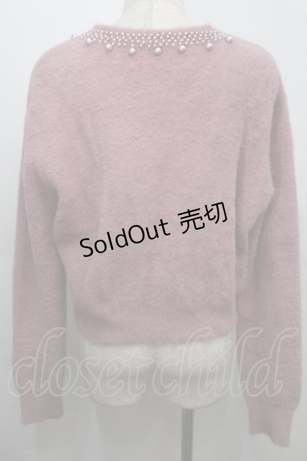 画像2: an another angelus / パールチョーカー風シャギーニットカーディガン  ピンク S-25-10-15-018-CA-TO-AS-ZS (2)