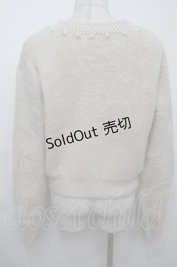 画像2: an another angelus / パールチョーカー風シャギーニットカーディガン  オフ S-25-10-15-019-CA-TO-AS-ZS (2)