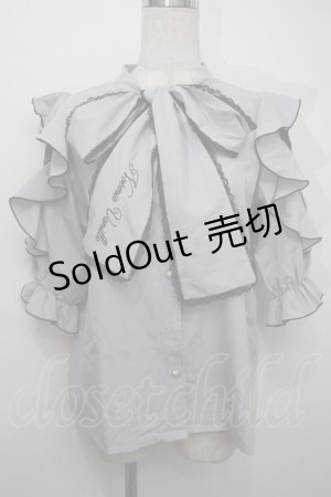 画像: NOEMIE / ゴシックフリルオープンショルダーボウタイブラウス  ブルーグレー S-25-10-15-021-LO-BL-HR-ZS