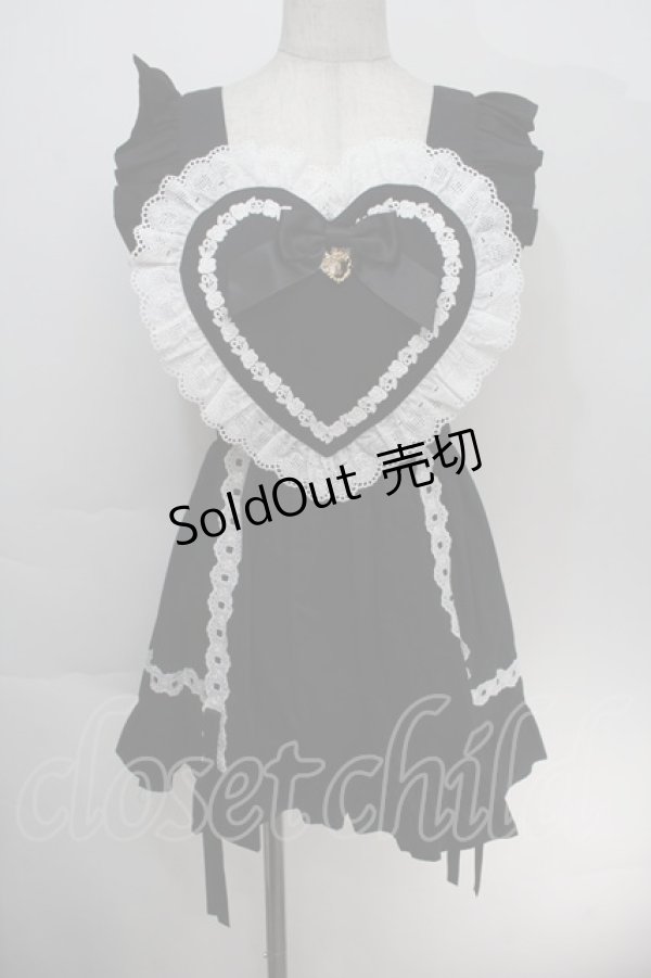 画像1: BABY,THE STARS SHINE BRIGHT / ハートエプロン  黒ｘ白 S-25-10-15-038-BA-OP-HR-ZS (1)