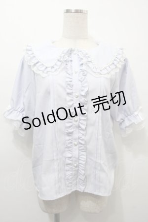 画像: NOEMIE / フリルレースブラウス  サックス S-25-10-16-030-LO-BL-HR-ZS