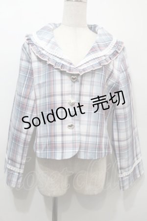 画像: Virally / 星名桜子 チェックフリルジャケット L ブルー S-25-10-16-031-LO-JA-HR-ZS