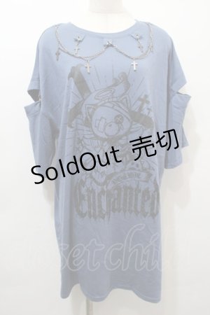 画像: NOEMIE / 病みねこチェーンダメージユニセックスTシャツ  紺 S-25-10-16-033-LO-TO-HR-ZS