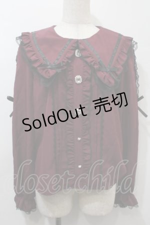 画像: NOEMIE / キラキラビジューレースアップブラウス  ワイン S-25-10-16-034-LO-TO-HR-ZS