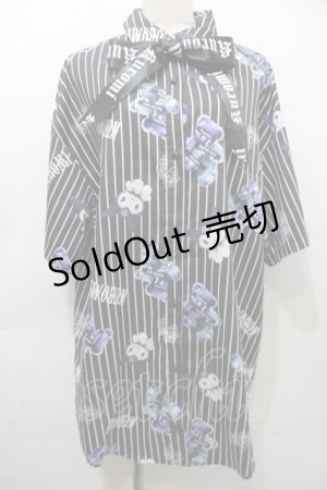 画像: NOEMIE / クロミｘ病みくまストライプシャツ  黒 S-25-10-16-045-LO-TS-HR-ZS