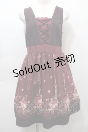 画像: axes femme / パネル花柄チュニック  ワイン S-25-10-16-052-AX-OP-HR-ZS