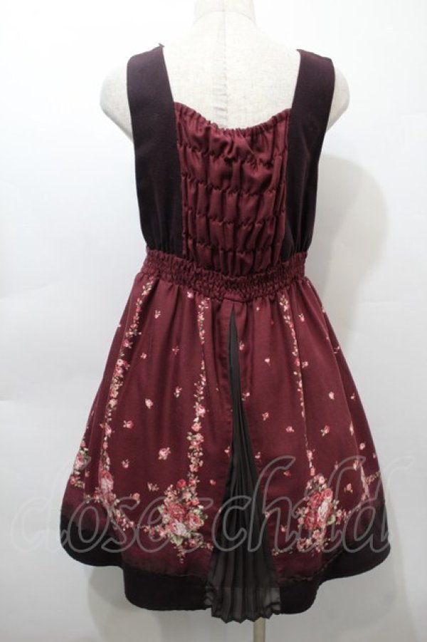 画像2: axes femme / パネル花柄チュニック  ワイン S-25-10-16-052-AX-OP-HR-ZS (2)