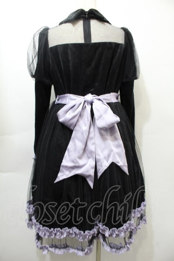 画像2: To Alice / チュール切替ベロアワンピース  黒ｘラベンダー S-25-10-16-058-LO-OP-HR-ZS (2)