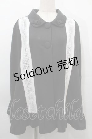 画像: Virally / TT＊HOSリボンケープ  黒 S-25-10-16-017-LO-CO-HR-ZS