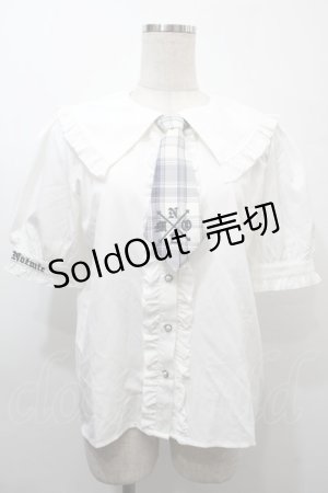 画像: NOEMIE / チェックネクタイ付きセーラーカラーブラウス  白 S-25-10-16-021-LO-BL-HR-ZS