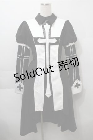 画像: BLOOD SUPPLY（海外ブランド） / クロス柄ハイロースカートゴシックワンピース  黒ｘ白 S-25-10-17-051-GO-OP-HR-ZS