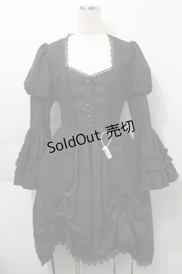 画像1: Bowknot mori / 姫袖ワンピース  黒 S-25-10-17-053-LO-OP-HR-ZS (1)