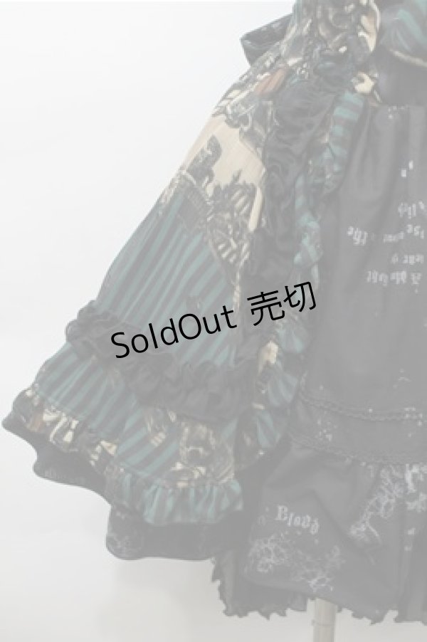 画像4: FRILL / アンティークテディベア柄ジャンパースカート  黒ｘグリーン S-25-10-17-056-HN-SK-HR-ZS (4)