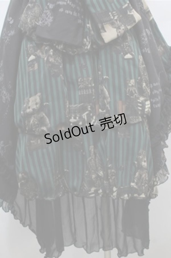 画像5: FRILL / アンティークテディベア柄ジャンパースカート  黒ｘグリーン S-25-10-17-056-HN-SK-HR-ZS (5)