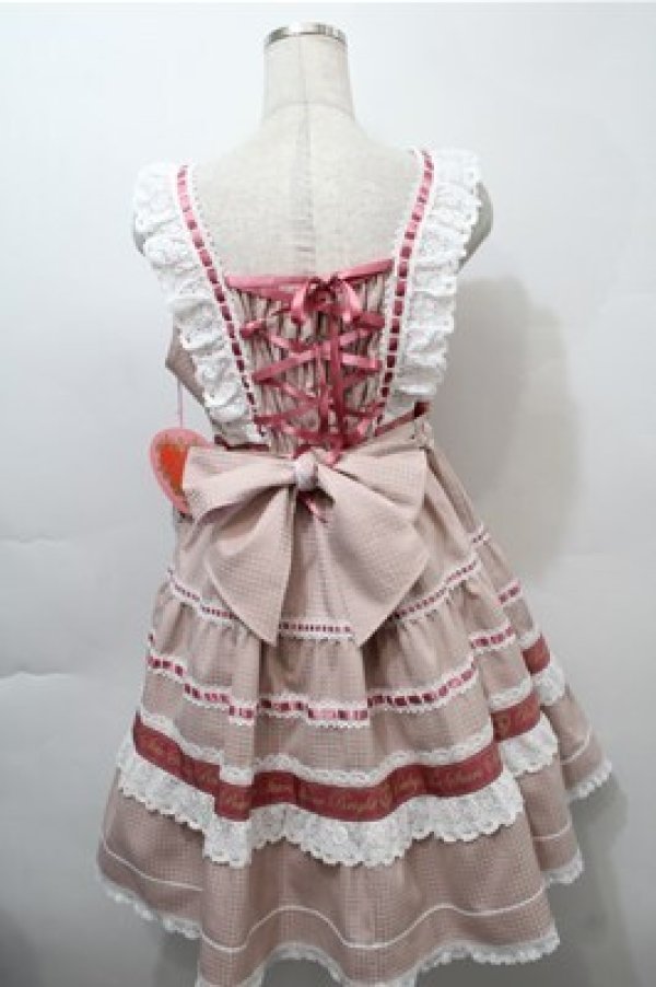 画像2: BABY,THE STARS SHINE BRIGHT / Waffle Cottonティアードジャンパースカート  ピンク S-25-10-17-058-BA-OP-HR-ZS (2)