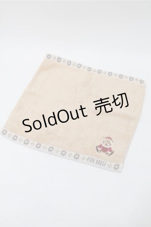 画像: PINK HOUSE / サンタくま刺 ハンカチ  ベージュ S-25-10-17-004-LO-ZA-HR-ZS