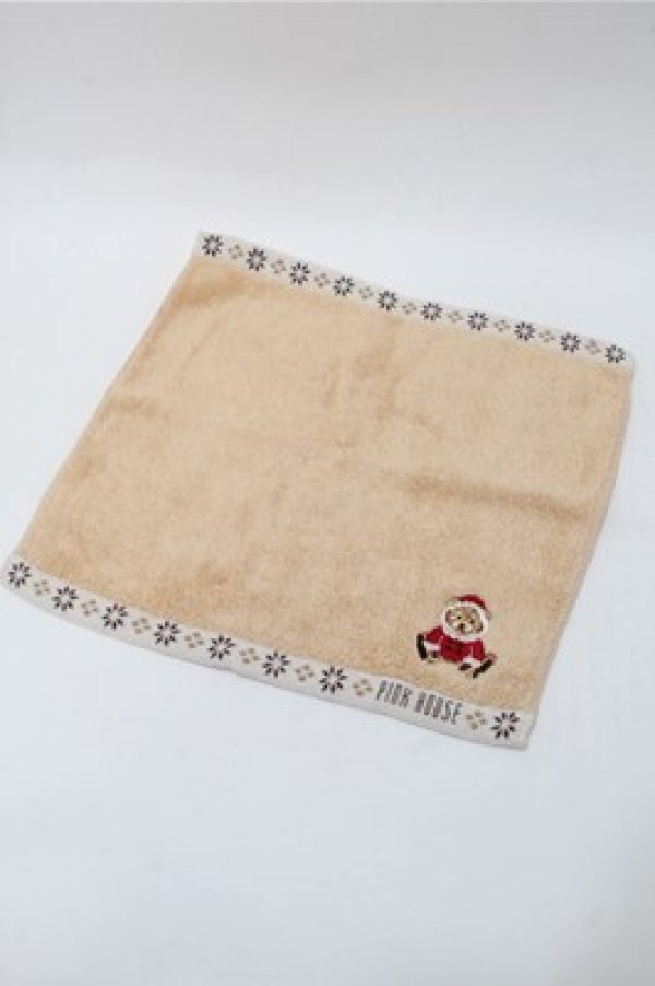 画像1: PINK HOUSE / サンタくま刺 ハンカチ  ベージュ S-25-10-17-004-LO-ZA-HR-ZS (1)