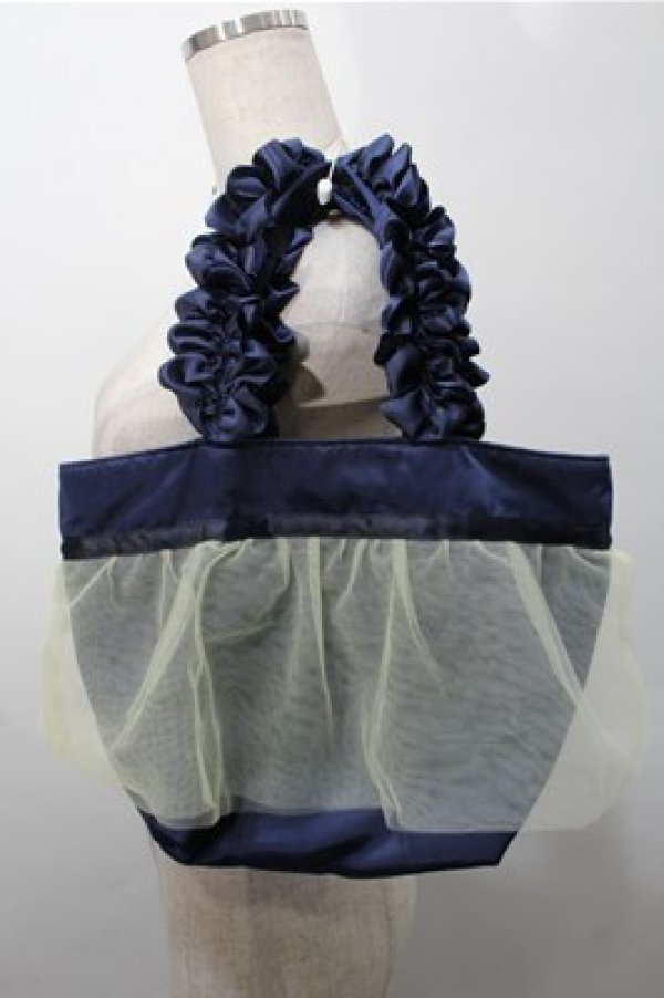 画像2: Maison de FLEUR / 白雪姫限定デザイン フリルハンドルトートバッグ  紺 S-25-10-17-030-LO-BG-HR-ZS (2)