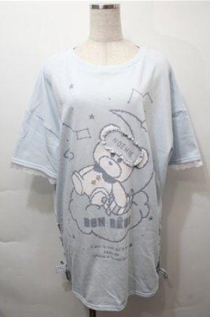 画像: NOEMIE / ねむねむくまスピンドル裏毛チュニック  サックス S-25-10-17-036-LO-TO-HR-ZS