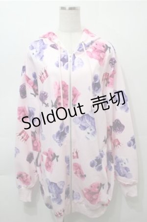 画像: Amilige / ちいめろ 総柄プリントコラボパーカー  ピンク S-25-10-17-037-PU-TO-HR-ZS