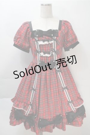 画像: Cute.Q / リボンタータンチェックワンピース  赤 S-25-10-20-030-EL-OP-HR-ZS