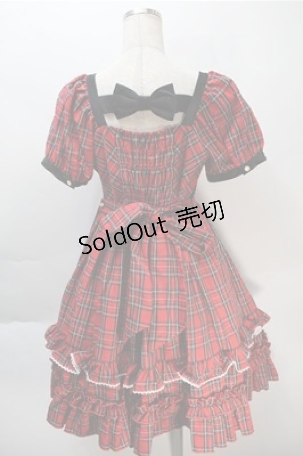 画像2: Cute.Q / リボンタータンチェックワンピース  赤 S-25-10-20-030-EL-OP-HR-ZS (2)