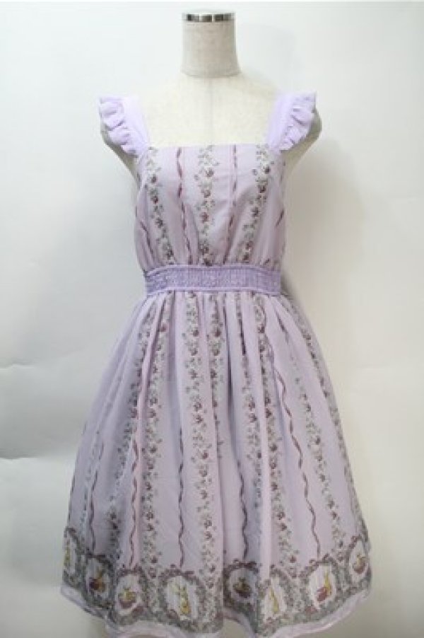 画像1: axes femme POETIQUE / うさぎ柄シフォンワンピース  ラベンダー S-25-10-20-037-AX-OP-HR-ZS (1)