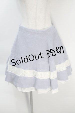 画像: axes femme / レース配色ニットスカート  サックスｘキナリ S-25-10-20-050-AX-SK-HR-ZS