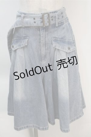 画像: axes femme / ワイドハーフパンツ  ブルー S-25-10-20-053-AX-PA-HR-ZS