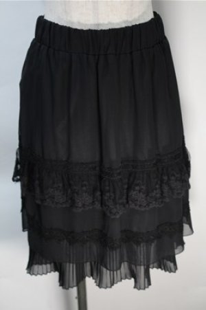 画像: axes femme / シフォンレースプリーツスカート  黒 S-25-10-20-056-AX-SK-HR-ZS