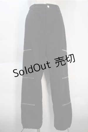 画像: NOEMIE / ファスナーいっぱいユニセックスパンツ  黒 S-25-10-20-058-LO-PA-HR-ZS