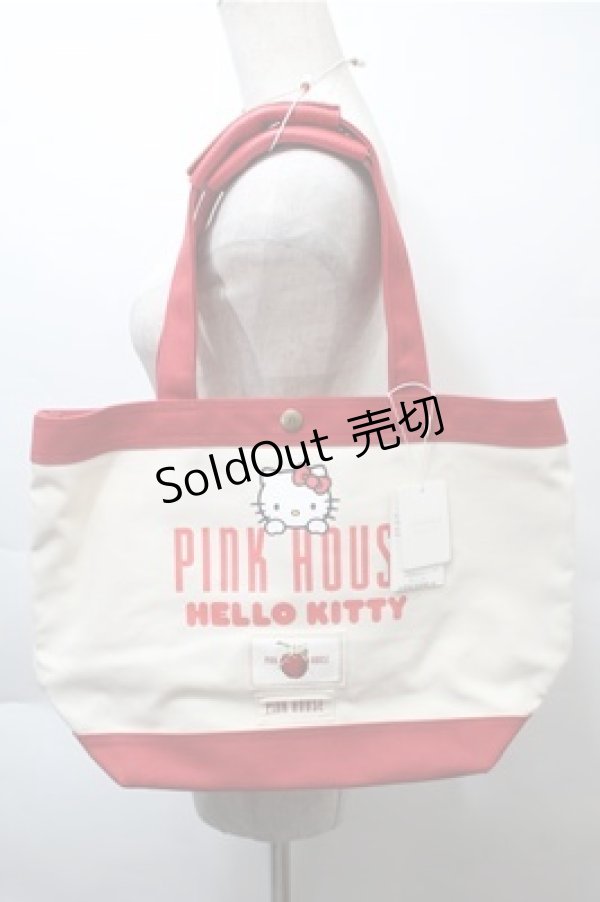 画像1: PINK HOUSE / ハローキティー トートバッグ  赤ｘオフ S-25-10-20-008-LO-TO-HR-ZS (1)