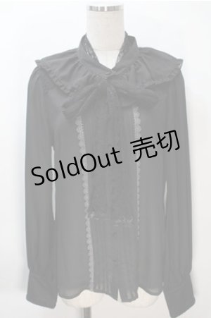 画像: axes femme kawaii / レースボータイフリルブラウス  黒 S-25-10-20-019-AX-BL-HR-ZS