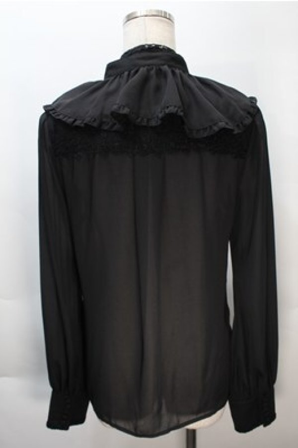 画像2: axes femme kawaii / レースボータイフリルブラウス  黒 S-25-10-20-019-AX-BL-HR-ZS (2)