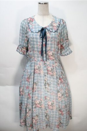 画像: axes femme / 花柄フェミニンワンピース  サックス S-25-10-20-020-AX-OP-HR-ZS