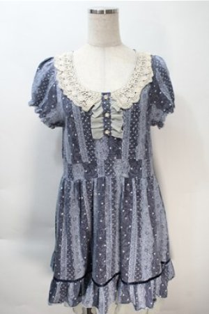 画像: axes femme / ドットＸレース柄チュニック  ブルー S-25-10-20-022-AX-OP-HR-ZS
