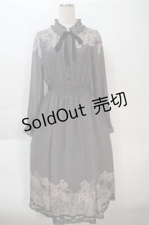 画像: axes femme / レース柄プリントワンピース  黒 S-25-10-20-024-AX-OP-HR-ZS