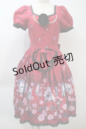 画像: ALICE and the PIRATES / Vampire Prelude柄ワンピース  エンジｘ黒 S-25-10-21-031-PA-OP-AS-ZS