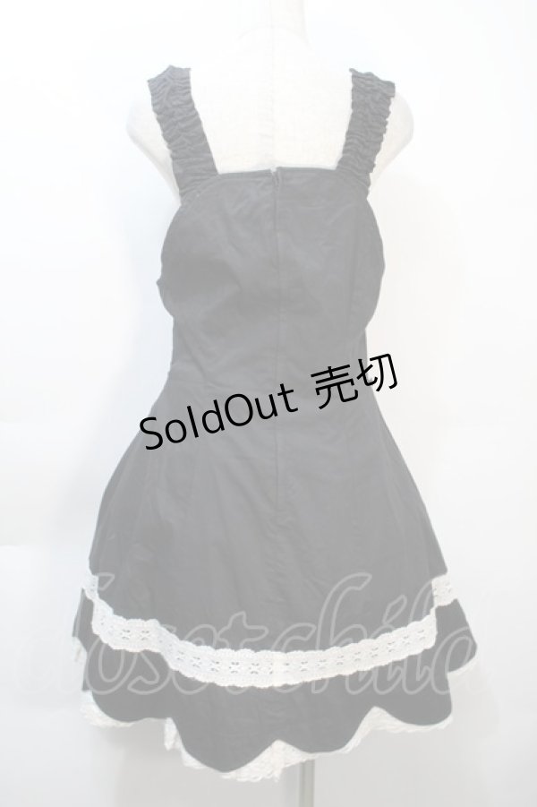 画像2: BABY,THE STARS SHINE BRIGHT / 裾スカラップジャンパースカート  黒ｘ白 S-25-10-21-041-BA-OP-HR-ZS (2)