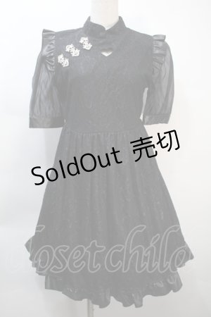 画像: Ank Rouge / ハートあきレースチャイナワンピース  黒 S-25-10-21-047-CA-OP-HR-ZS
