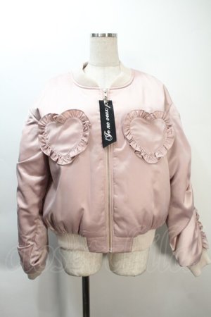 画像: Ank Rouge / ハートポケット中綿ブルゾン  ピンク S-25-10-21-049-CA-JA-HR-ZS