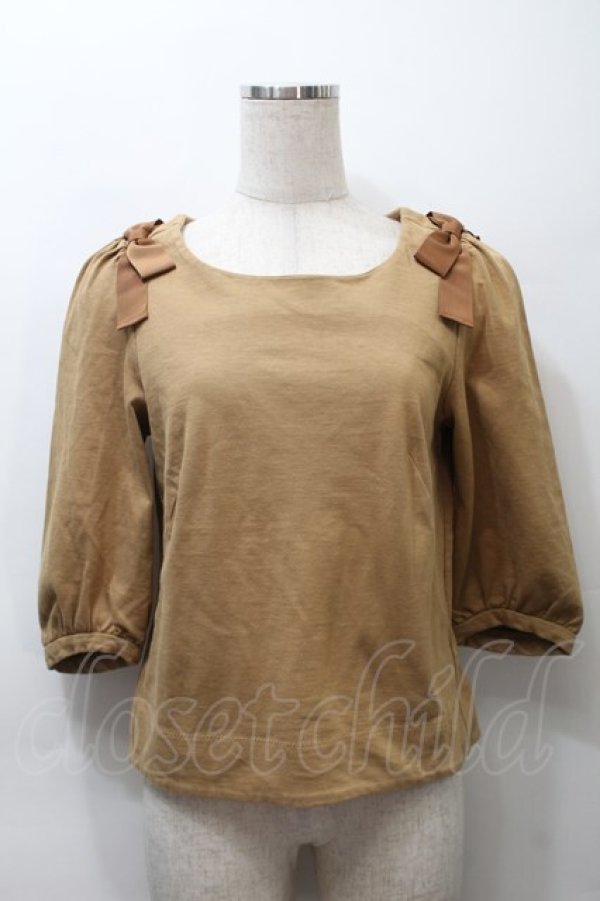 画像1: franche lippee black / 肩リボンプルオーバー  ベージュ S-25-10-21-012-LO-TO-AS-ZS (1)