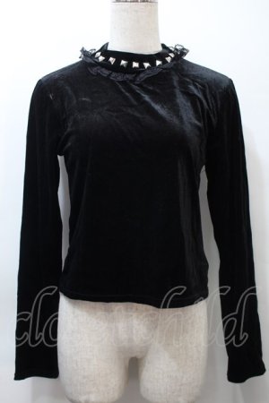 画像: Jamie エーエヌケー / スタッズベロアトップス  黒 S-25-10-21-013-LO-TO-HR-ZS