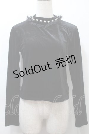 画像: Jamie エーエヌケー / スタッズベロアトップス  黒 S-25-10-21-013-LO-TO-HR-ZS