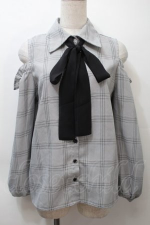 画像: MA*RS / 肩あきチェックブラウス  グレーｘ黒 S-25-10-21-014-EL-BL-AS-ZS