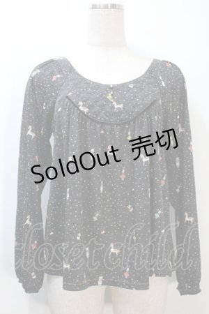 画像: Franche Lippee / 総柄カットソー  黒 S-25-10-21-003-LO-TO-AS-ZS