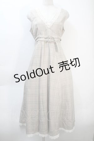 画像: axes femme POETIQUE / Vネックレトロワンピ  ベージュ S-25-10-21-025-AX-OP-HR-ZS